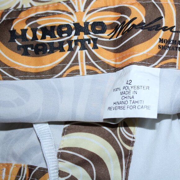 Hinano Tahiti Board Shorts Mens Size 42 Brown Moehau Goold Signature Boardshorts - Picture 5 of 5